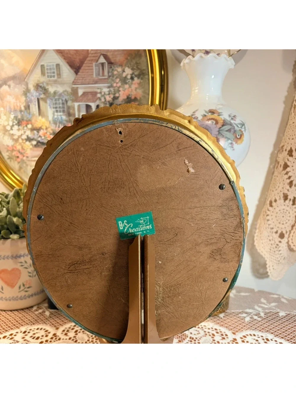 Vintage B&S Creations Fragonard Gold Ornate Convex Wall Plaque